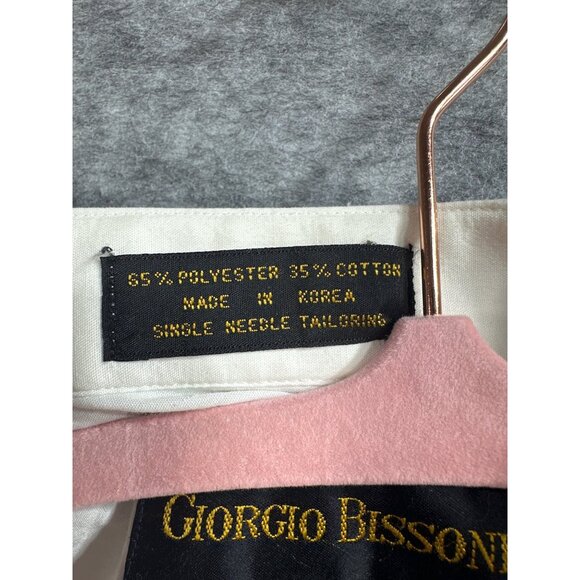 Giorgio Bissoni Mens White Dress Shirt Size 18 36/37 65% Polyester 35% Cotton - Picture 6 of 8